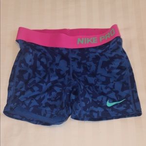 Girls Blue Patterned Nike Spandex Pro